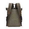 DANNLING Mens Vintage Backpack Retro Double Shoulder Travel Bag Laptop Rucksack Waxed Canvas Crazy Horse Leather Bookbag (Military green) view 4