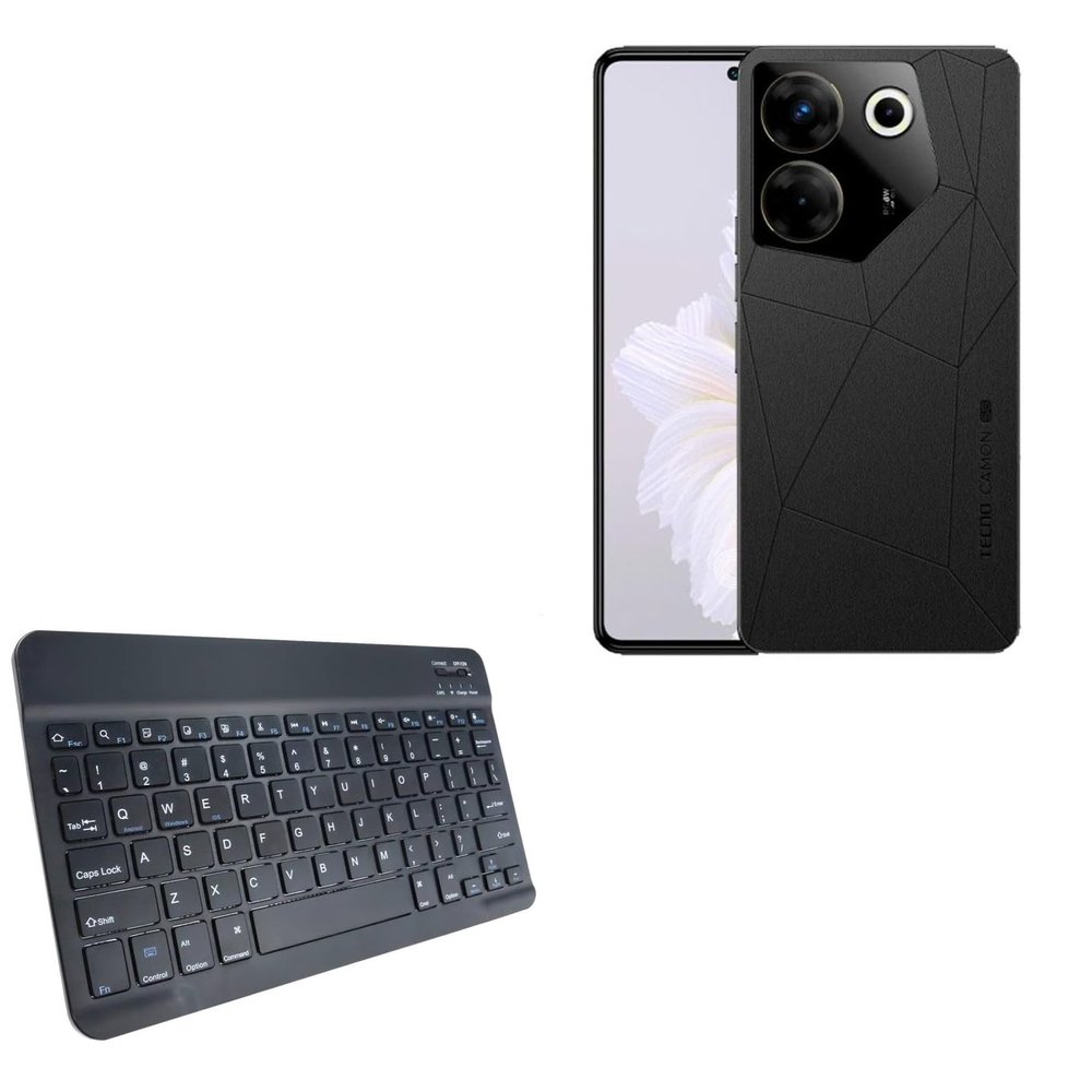 BoxWave Keyboard Compatible with Tecno Camon 20S Pro - SlimKeys Bluetooth Keyboard, Portable Thin with Chiclet-Style Keys - Jet Black