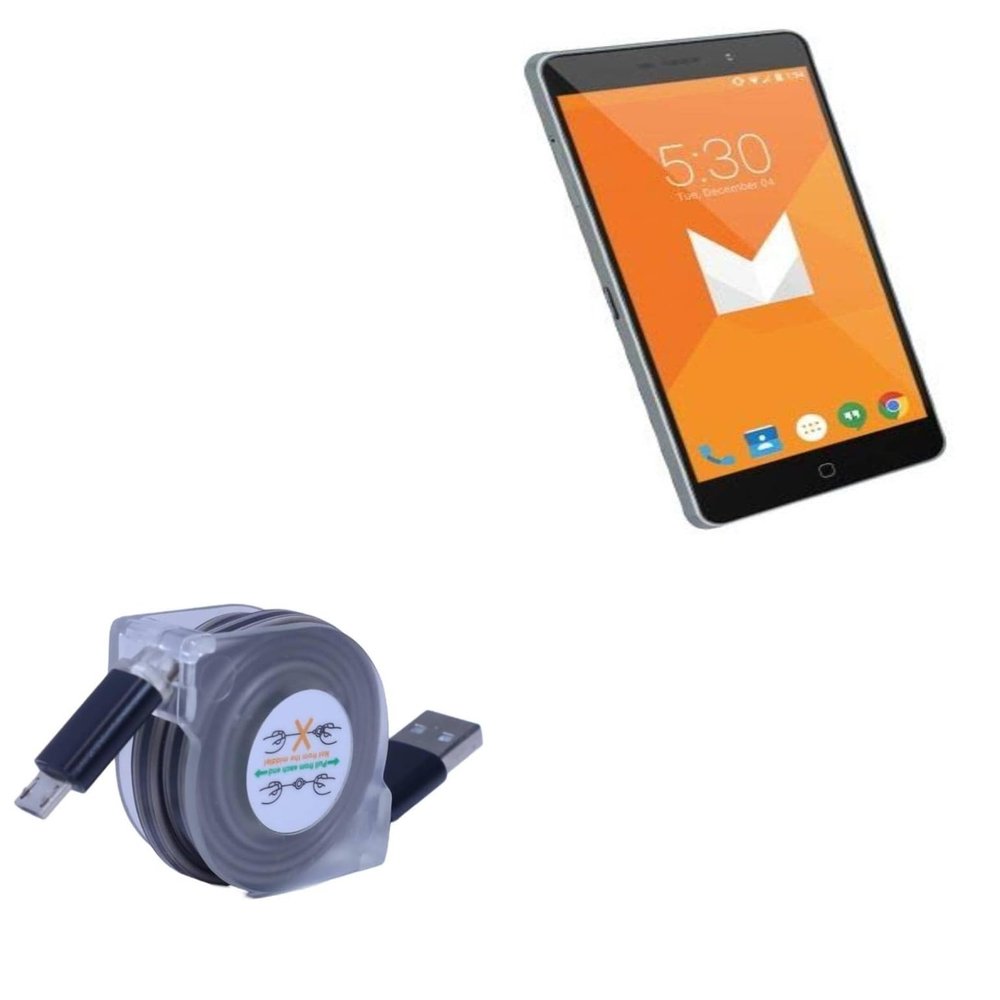 BoxWave Cable Compatible with iBerry Auxus 4X - miniSync, Retractable, Portable Sync Cable