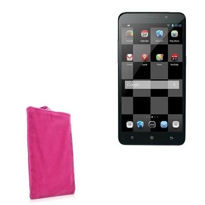 BoxWave Case Compatible with iBerry Auxus Nuclea X - Velvet Pouch, Soft Velour Fabric Bag Sleeve with Drawstring - Cosmo Pink
