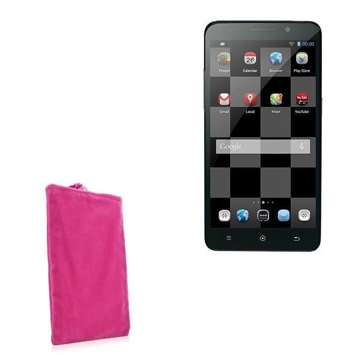 BoxWave Case Compatible with iBerry Auxus Nuclea X - Velvet Pouch, Soft Velour Fabric Bag Sleeve with Drawstring - Cosmo Pink