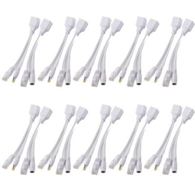 10 Pairs IP Camera POE RJ45 Cable Power Over Ethernet Adapter Injector Splitter DC 12V