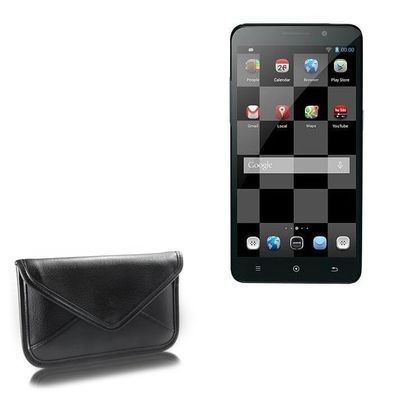 BoxWave Case Compatible with iBerry Auxus Nuclea X - Elite Leather Messenger Pouch, Synthetic Leather Cover Case Envelope Design - Jet Black