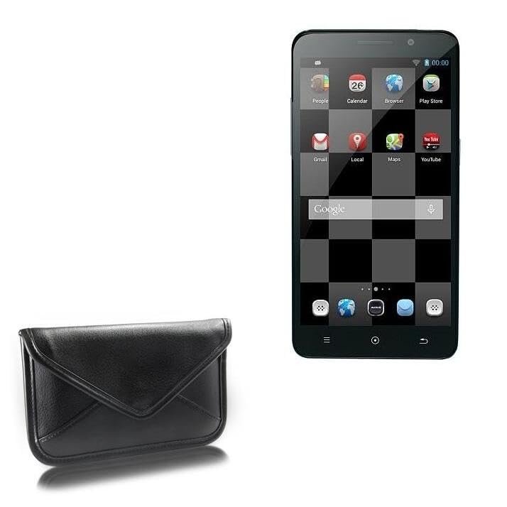 BoxWave Case Compatible with iBerry Auxus Nuclea X - Elite Leather Messenger Pouch, Synthetic Leather Cover Case Envelope Design - Jet Black