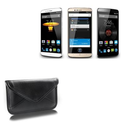 BoxWave Case Compatible with iBerry Auxus Prime P8000 - Elite Leather Messenger Pouch, Synthetic Leather Cover Case Envelope Design - Jet Black