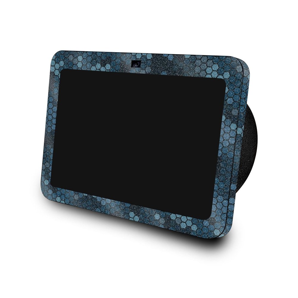 Glossy Glitter Skin Compatible with Amazon Echo Show 8 (3rd Gen, 2023) - Blue Hexa Camo - Premium 3M Vinyl Protective Wrap Decal Cover - Easy to Apply | Crafted in The USA by MightySkins