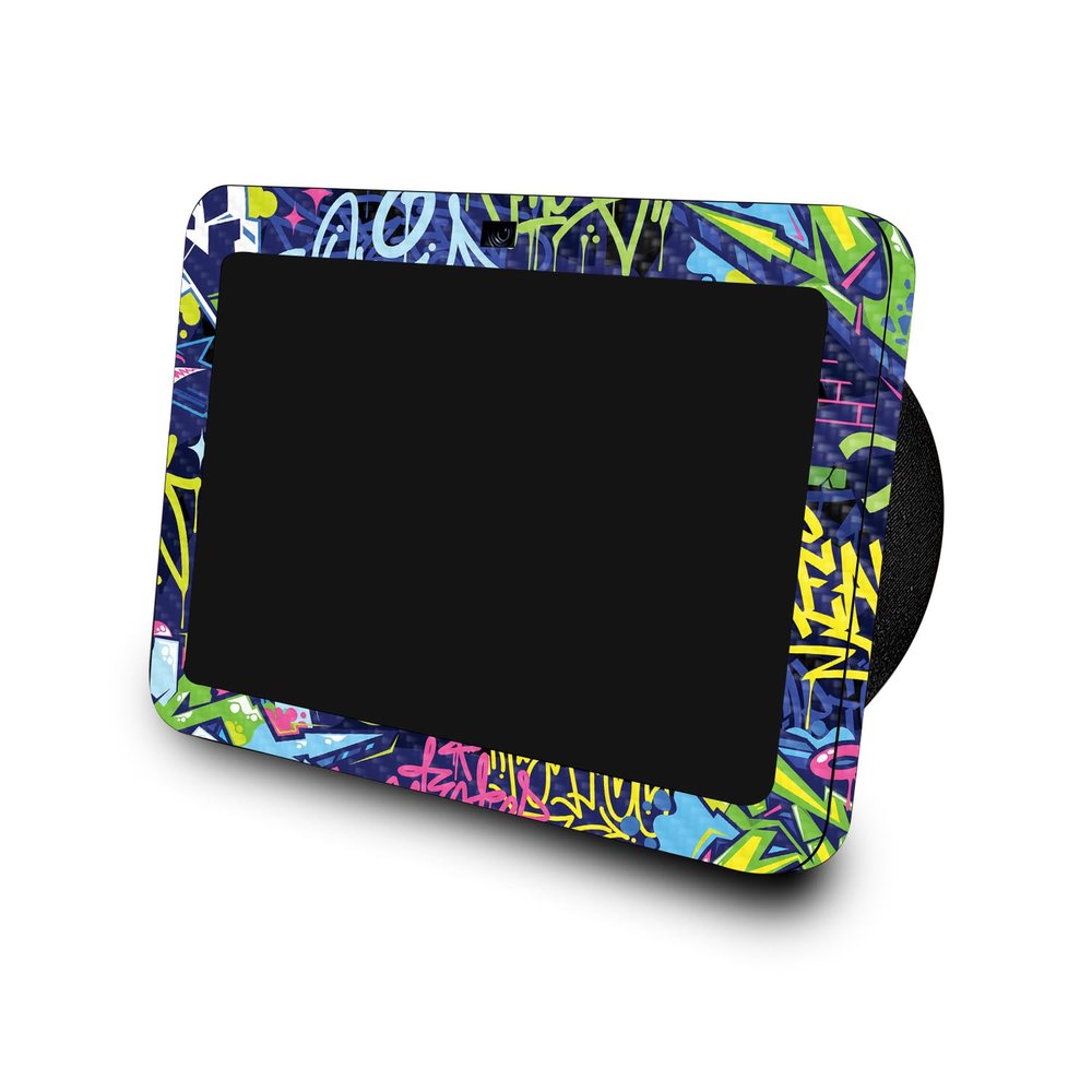 Carbon Fiber Skin Compatible with Amazon Echo Show 8 (3rd Gen, 2023) - Neon Tags - Premium 3M Vinyl Protective Wrap Decal Cover - Easy to Apply | Crafted in The USA by MightySkins