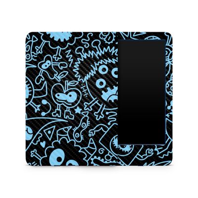 Carbon Fiber Skin Compatible with Amazon Kindle 6-inch 11th Gen (2022) - Dark Monster Doodles - Premium 3M Vinyl Protective Wrap Decal Cover - Easy to Apply | Crafted in The USA by MightySkins