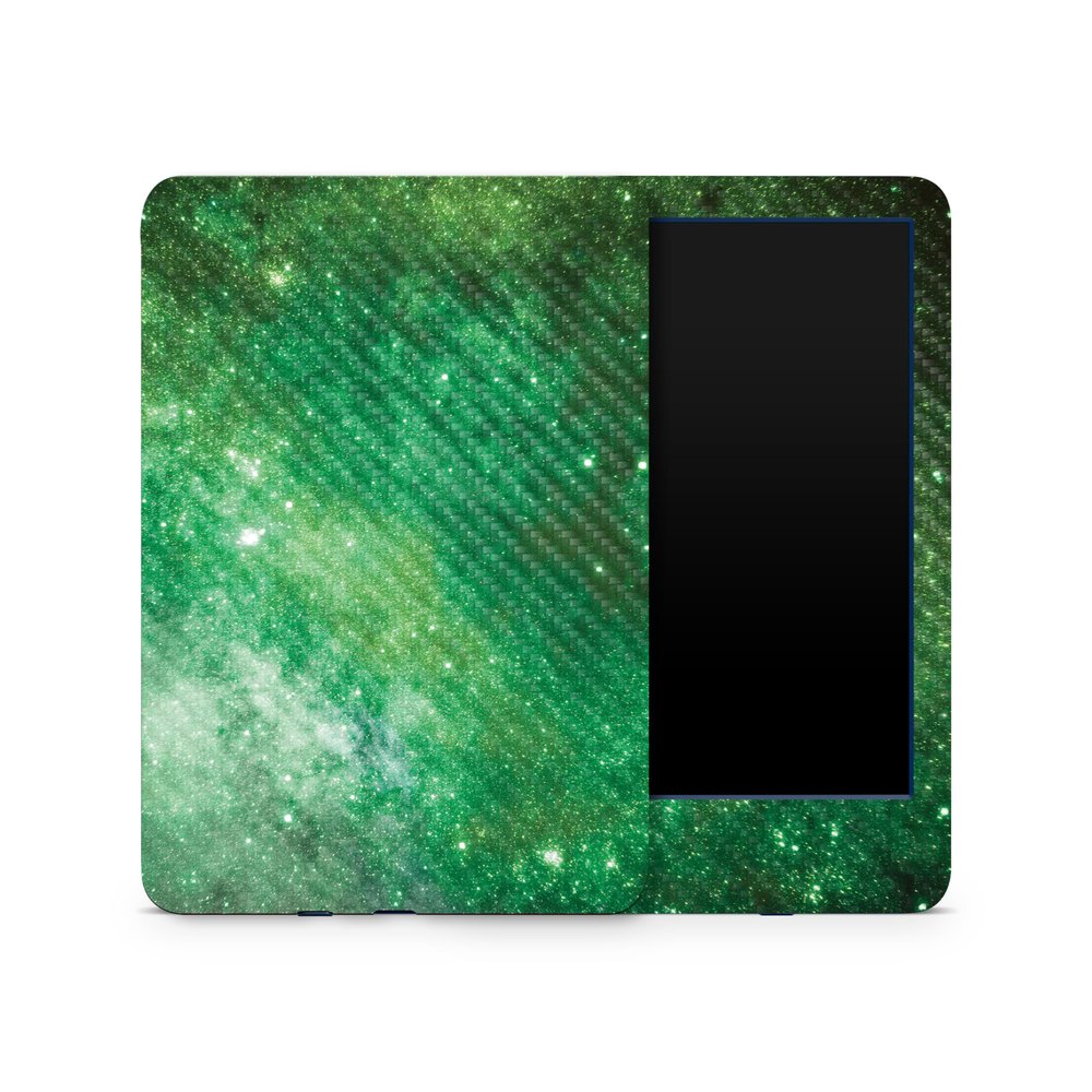 Carbon Fiber Skin Compatible with Amazon Kindle 6-inch 11th Gen (2022) - Green Stars - Premium 3M Vinyl Protective Wrap Decal Cover - Easy to Apply | Crafted in The USA by MightySkins