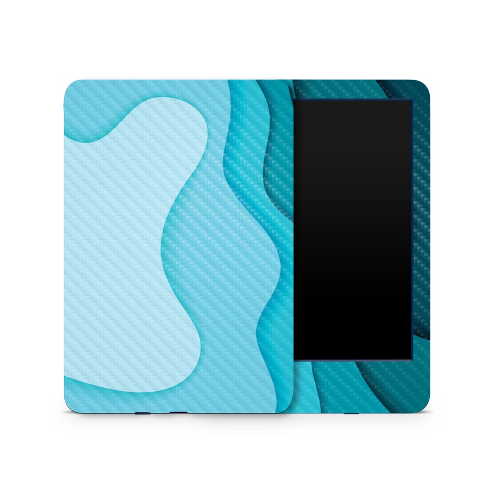 Carbon Fiber Skin Compatible with Amazon Kindle 6-inch 11th Gen (2022) - Papercraft Cyan - Premium 3M Vinyl Protective Wrap Decal Cover - Easy to Apply | Crafted in The USA by MightySkins