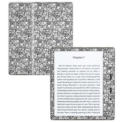 Carbon Fiber Skin Compatible with Amazon Kindle Oasis 7" (9th Gen) - Doodle Friends - Premium 3M Vinyl Protective Wrap Decal Cover - Easy to Apply | Crafted in The USA by MightySkins