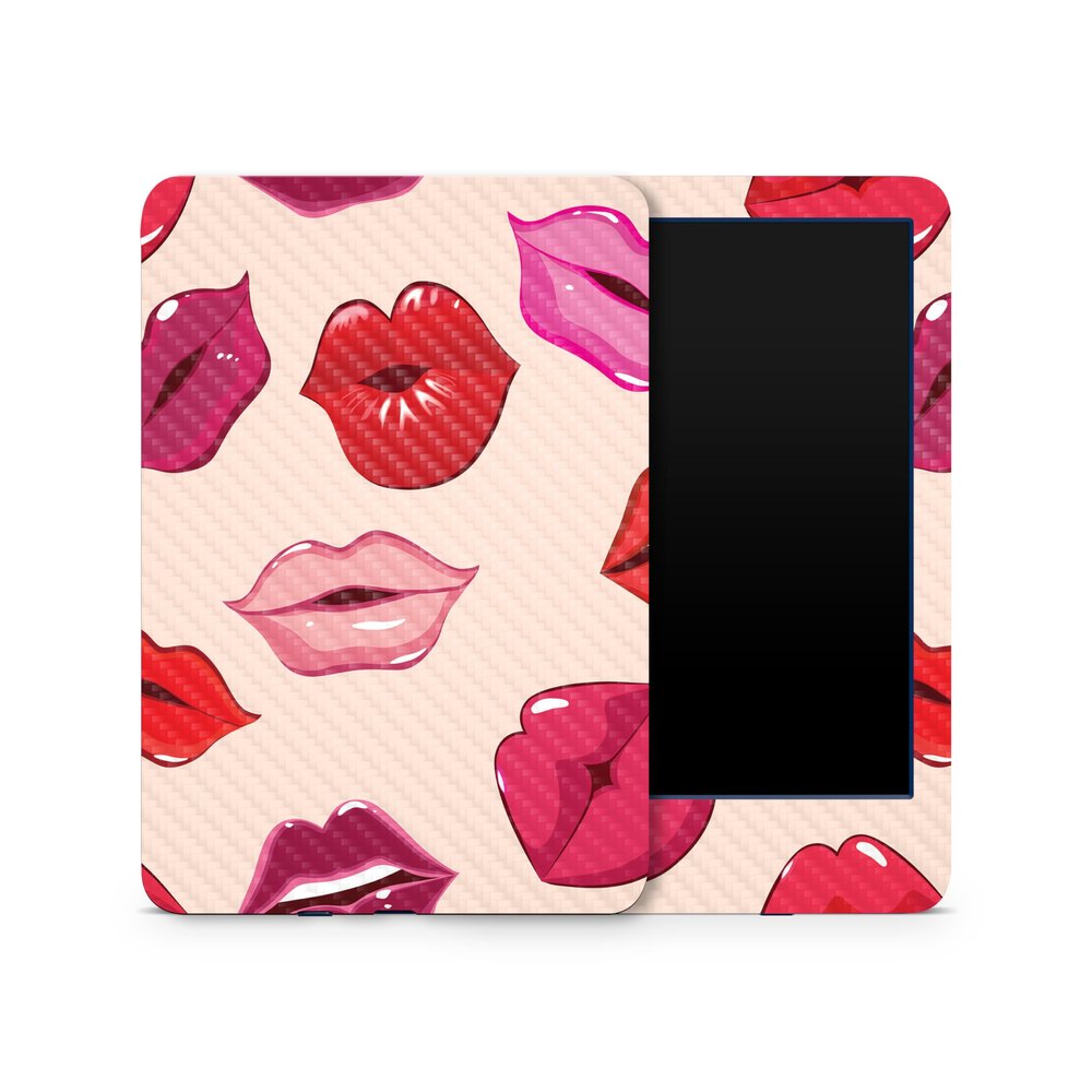 Carbon Fiber Skin Compatible with Amazon Kindle 6-inch 11th Gen (2022) - Many Kisses - Premium 3M Vinyl Protective Wrap Decal Cover - Easy to Apply | Crafted in The USA by MightySkins