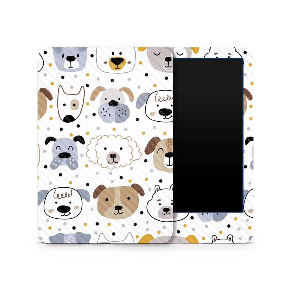 Carbon Fiber Skin Compatible with Amazon Kindle 6-inch 11th Gen (2022) - Doodle Dogs - Premium 3M Vinyl Protective Wrap Decal Cover - Easy to Apply | Crafted in The USA by MightySkins