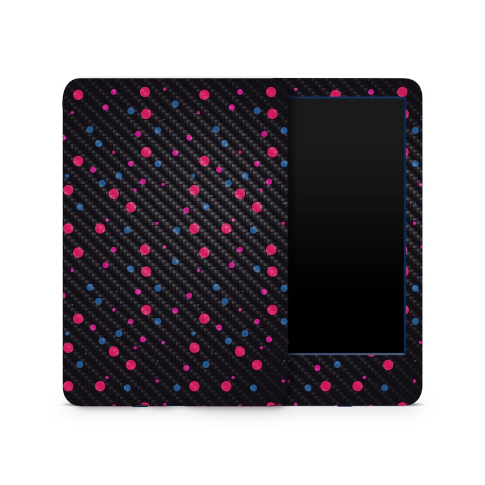 Carbon Fiber Skin Compatible with Amazon Kindle 6-inch 11th Gen (2022) - Magenta Dots - Premium 3M Vinyl Protective Wrap Decal Cover - Easy to Apply | Crafted in The USA by MightySkins
