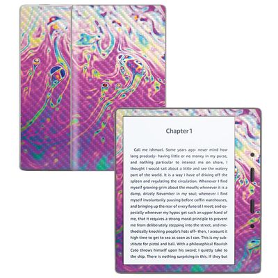 Carbon Fiber Skin Compatible with Amazon Kindle Oasis 7" (9th Gen) - Magenta Wash - Premium 3M Vinyl Protective Wrap Decal Cover - Easy to Apply | Crafted in The USA by MightySkins
