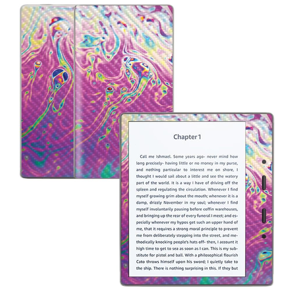 Carbon Fiber Skin Compatible with Amazon Kindle Oasis 7" (9th Gen) - Magenta Wash - Premium 3M Vinyl Protective Wrap Decal Cover - Easy to Apply | Crafted in The USA by MightySkins