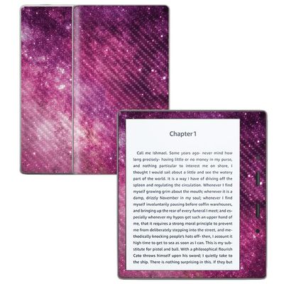 Carbon Fiber Skin Compatible with Amazon Kindle Oasis 7" (9th Gen) - Pink Stars - Premium 3M Vinyl Protective Wrap Decal Cover - Easy to Apply | Crafted in The USA by MightySkins