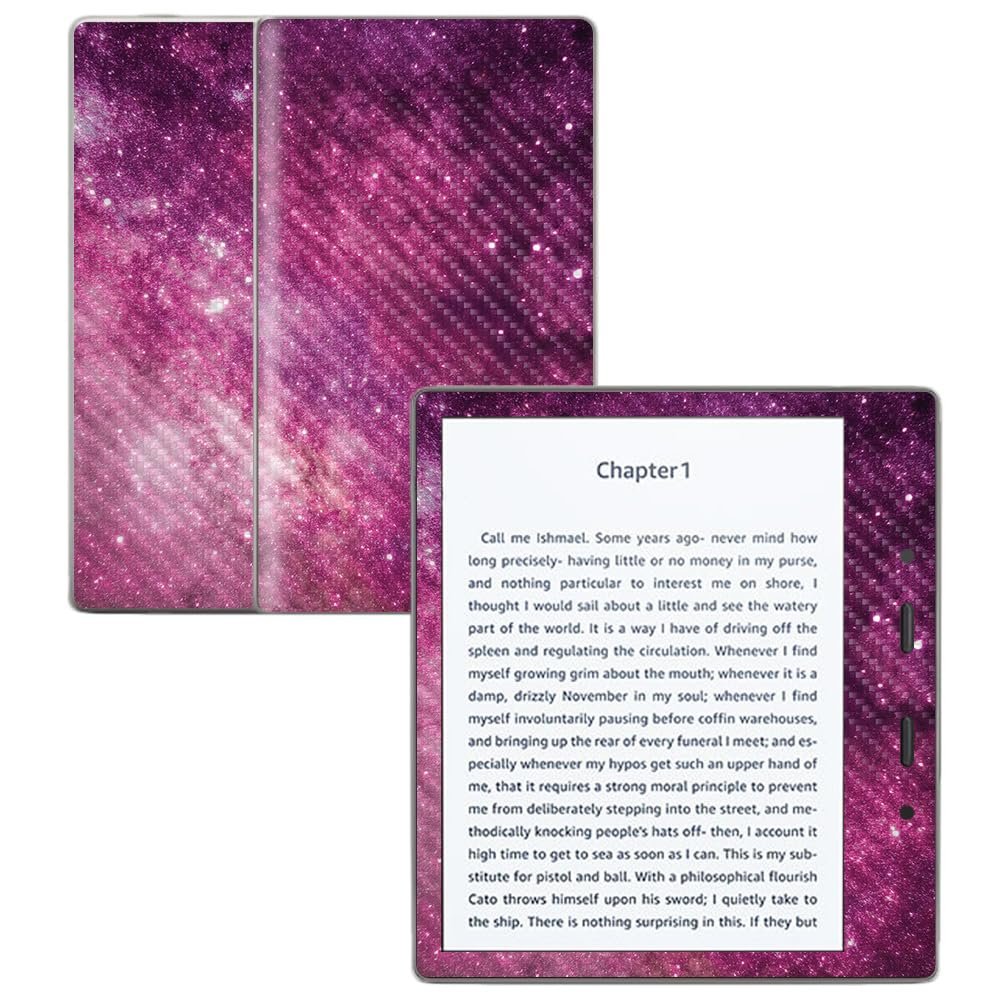 Carbon Fiber Skin Compatible with Amazon Kindle Oasis 7" (9th Gen) - Pink Stars - Premium 3M Vinyl Protective Wrap Decal Cover - Easy to Apply | Crafted in The USA by MightySkins