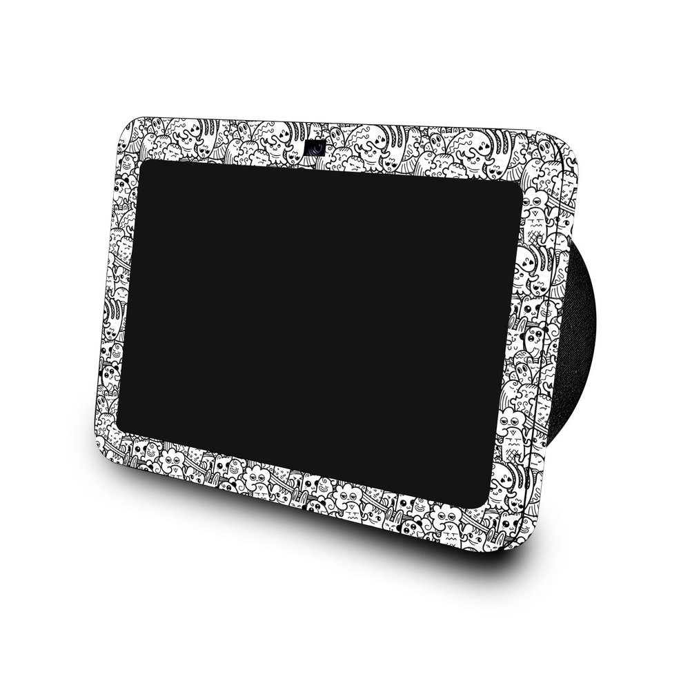 Carbon Fiber Skin Compatible with Amazon Echo Show 8 (3rd Gen, 2023) - Doodle Friends - Premium 3M Vinyl Protective Wrap Decal Cover - Easy to Apply | Crafted in The USA by MightySkins
