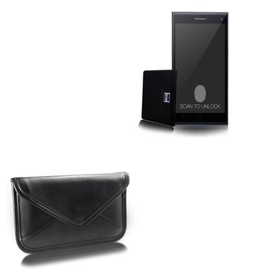 BoxWave Case Compatible with iBerry Auxus Note 5.5 - Elite Leather Messenger Pouch, Synthetic Leather Cover Case Envelope Design - Jet Black