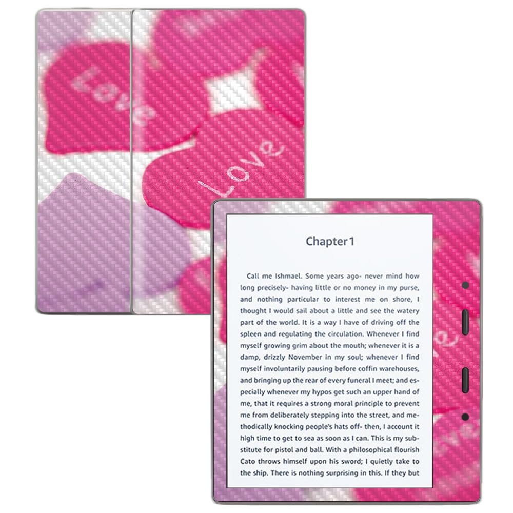 Carbon Fiber Skin Compatible with Amazon Kindle Oasis 7" (9th Gen) - Love and Stuff - Premium 3M Vinyl Protective Wrap Decal Cover - Easy to Apply | Crafted in The USA by MightySkins
