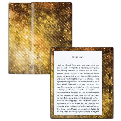 Carbon Fiber Skin Compatible with Amazon Kindle Oasis 7" (9th Gen) - Golden Stars - Premium 3M Vinyl Protective Wrap Decal Cover - Easy to Apply | Crafted in The USA by MightySkins