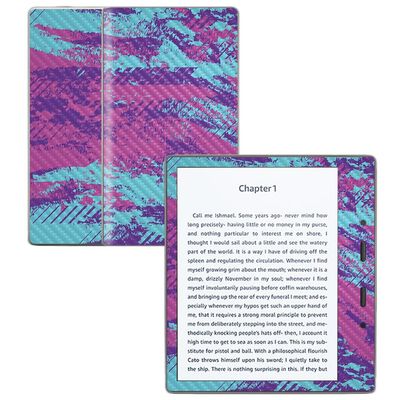 Carbon Fiber Skin Compatible with Amazon Kindle Oasis 7" (9th Gen) - Grunge Purple - Premium 3M Vinyl Protective Wrap Decal Cover - Easy to Apply | Crafted in The USA by MightySkins