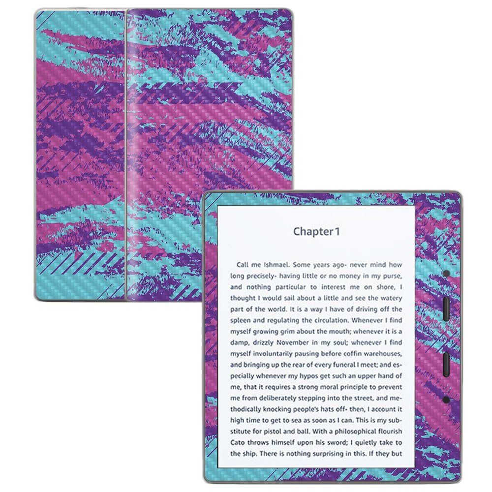 Carbon Fiber Skin Compatible with Amazon Kindle Oasis 7" (9th Gen) - Grunge Purple - Premium 3M Vinyl Protective Wrap Decal Cover - Easy to Apply | Crafted in The USA by MightySkins