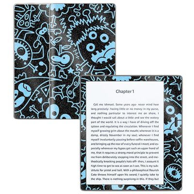 Glossy Glitter Skin Compatible with Amazon Kindle Oasis 7" (9th Gen) - Dark Monster Doodles - Premium 3M Vinyl Protective Wrap Decal Cover - Easy to Apply | Crafted in The USA by MightySkins