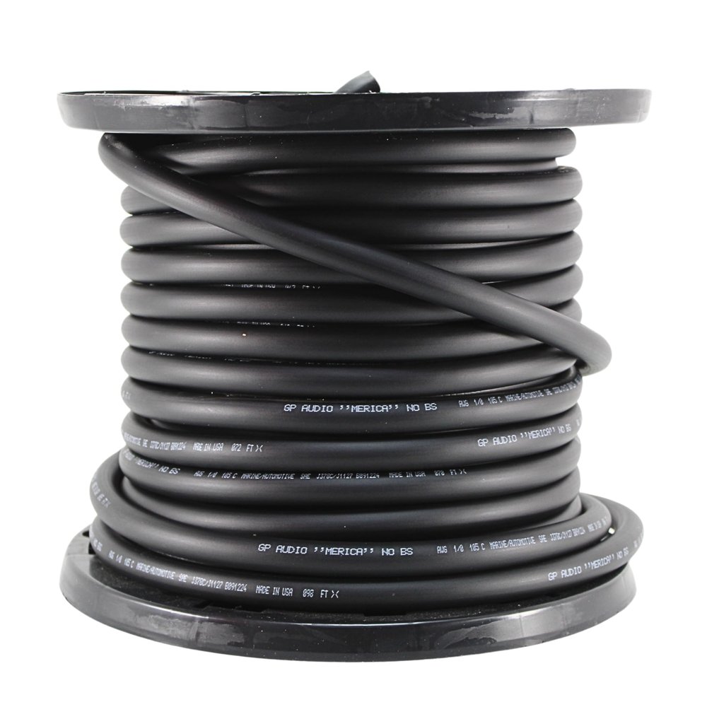 GP Car Audio 1/0 True AWG 100% OFC 0GA Pure Copper Power/Ground Wire Black Lot