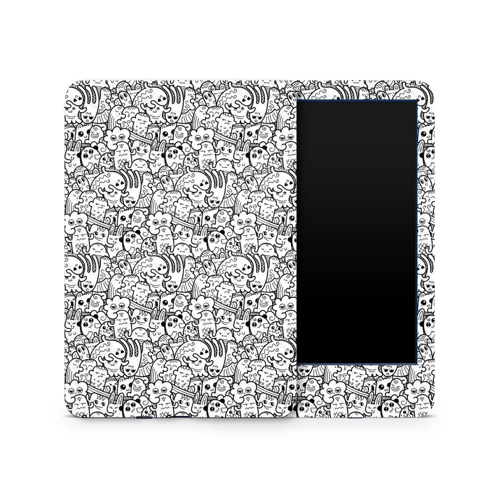 Carbon Fiber Skin Compatible with Amazon Kindle 6-inch 11th Gen (2022) - Doodle Friends - Premium 3M Vinyl Protective Wrap Decal Cover - Easy to Apply | Crafted in The USA by MightySkins
