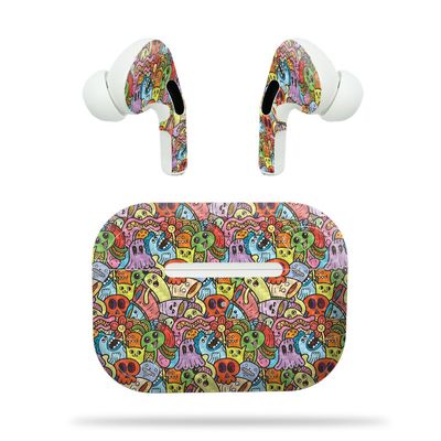 Carbon Fiber Headphone Skin Compatible with Apple AirPods Pro - Strange Crowd - Premium 3M Vinyl Protective Wrap Decal Cover - Easy to Apply | Crafted in The USA by MightySkins