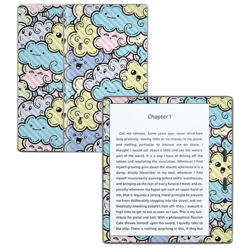Carbon Fiber Skin Compatible with Amazon Kindle Oasis 7" (9th Gen) - Crazy Clouds - Premium 3M Vinyl Protective Wrap Decal Cover - Easy to Apply | Crafted in The USA by MightySkins