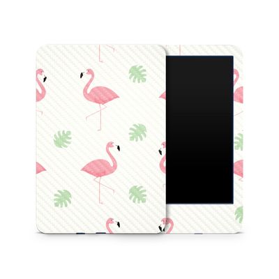 Carbon Fiber Skin Compatible with Amazon Kindle 6-inch 11th Gen (2022) - Flamingo Flock - Premium 3M Vinyl Protective Wrap Decal Cover - Easy to Apply | Crafted in The USA by MightySkins