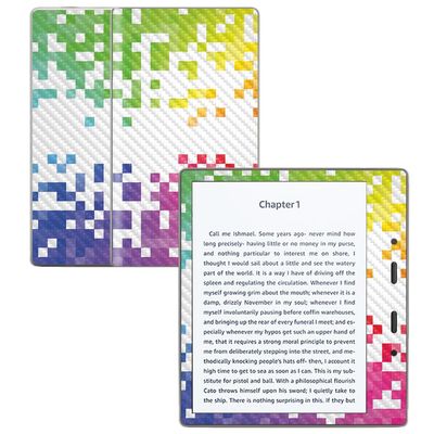 Carbon Fiber Skin Compatible with Amazon Kindle Oasis 7" (9th Gen) - Rainbow Pixel - Premium 3M Vinyl Protective Wrap Decal Cover - Easy to Apply | Crafted in The USA by MightySkins