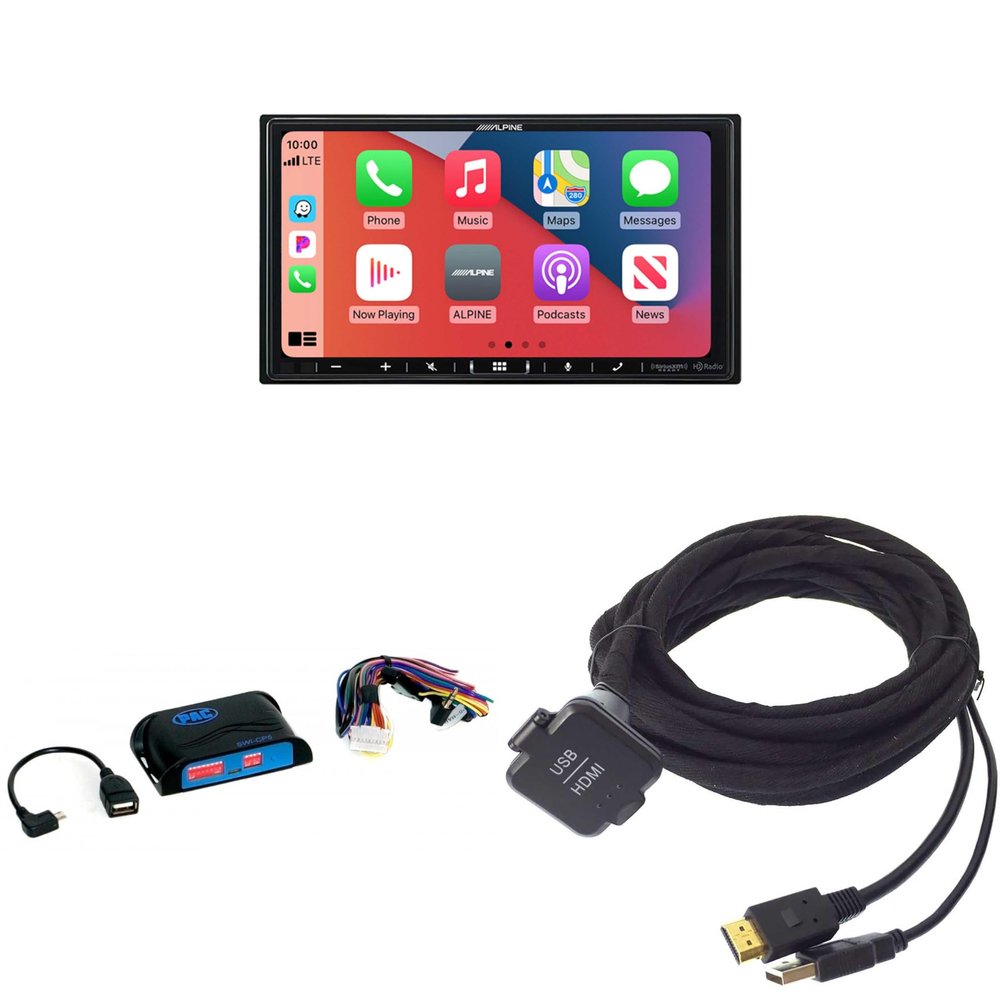 Alpine iLX-407, KCU-315UH USB/HDMI Extension Cable w/SWI-CP5 Steering Wheel Interface