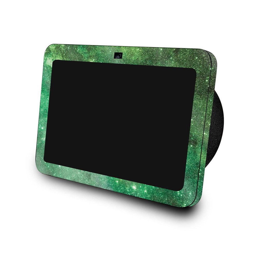 Glossy Glitter Skin Compatible with Amazon Echo Show 8 (3rd Gen, 2023) - Green Stars - Premium 3M Vinyl Protective Wrap Decal Cover - Easy to Apply | Crafted in The USA by MightySkins