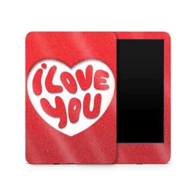 Glossy Glitter Skin Compatible with Amazon Kindle 6-inch 11th Gen (2022) - I Love You - Premium 3M Vinyl Protective Wrap Decal Cover - Easy to Apply | Crafted in The USA by MightySkins