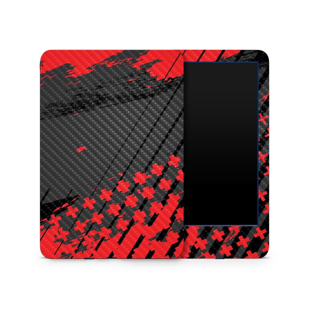 Carbon Fiber Skin Compatible with Amazon Kindle 6-inch 11th Gen (2022) - Grunge Red - Premium 3M Vinyl Protective Wrap Decal Cover - Easy to Apply | Crafted in The USA by MightySkins
