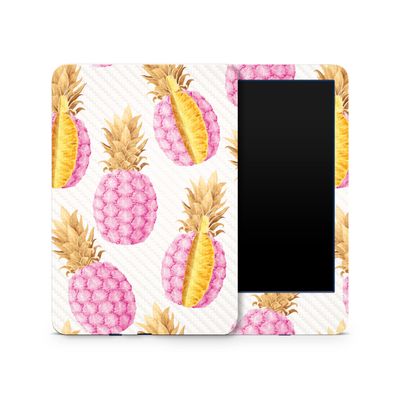 Carbon Fiber Skin Compatible with Amazon Kindle 6-inch 11th Gen (2022) - Pink Pineapple - Premium 3M Vinyl Protective Wrap Decal Cover - Easy to Apply | Crafted in The USA by MightySkins