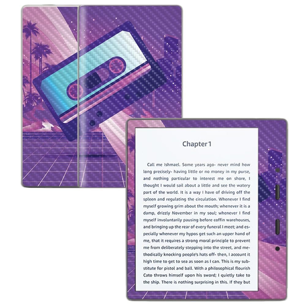 Carbon Fiber Skin Compatible with Amazon Kindle Oasis 7" (9th Gen) - 80s Cassette - Premium 3M Vinyl Protective Wrap Decal Cover - Easy to Apply | Crafted in The USA by MightySkins