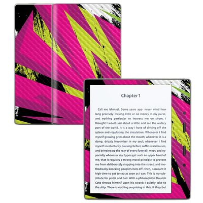 Carbon Fiber Skin Compatible with Amazon Kindle Oasis 7" (9th Gen) - Grunge Magenta - Premium 3M Vinyl Protective Wrap Decal Cover - Easy to Apply | Crafted in The USA by MightySkins