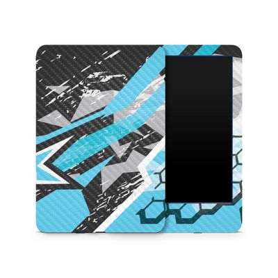 Carbon Fiber Skin Compatible with Amazon Kindle 6-inch 11th Gen (2022) - Grunge Cyan - Premium 3M Vinyl Protective Wrap Decal Cover - Easy to Apply | Crafted in The USA by MightySkins