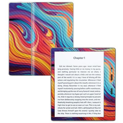 Carbon Fiber Skin Compatible with Amazon Kindle Oasis 7" (9th Gen) - Orange Pour - Premium 3M Vinyl Protective Wrap Decal Cover - Easy to Apply | Crafted in The USA by MightySkins