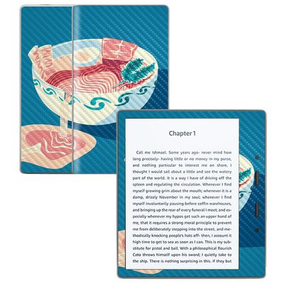 Carbon Fiber Skin Compatible with Amazon Kindle Oasis 7" (9th Gen) - Ramen Bowl - Premium 3M Vinyl Protective Wrap Decal Cover - Easy to Apply | Crafted in The USA by MightySkins
