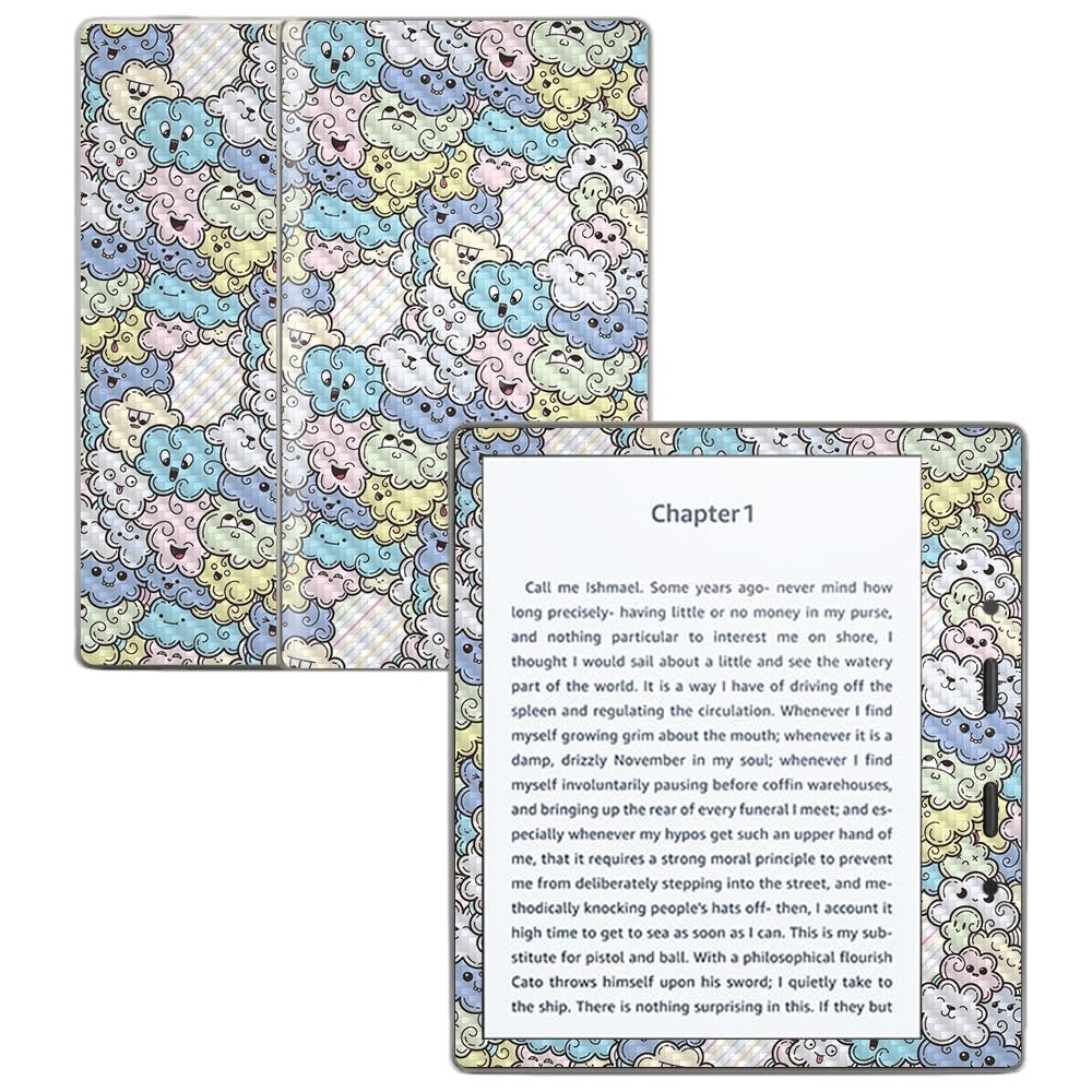 Carbon Fiber Skin Compatible with Amazon Kindle Oasis 7" (9th Gen) - Cloud Pals - Premium 3M Vinyl Protective Wrap Decal Cover - Easy to Apply | Crafted in The USA by MightySkins