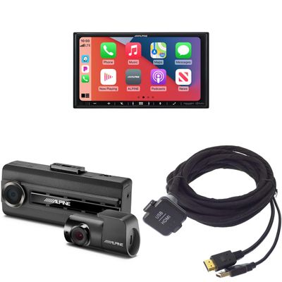 Alpine iLX-407, KCU-315UH USB/HDMI Extension Cable with DVR-C310R Dash Camera