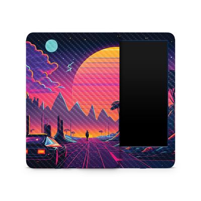 Carbon Fiber Skin Compatible with Amazon Kindle 6-inch 11th Gen (2022) - Synthwave Fringe - Premium 3M Vinyl Protective Wrap Decal Cover - Easy to Apply | Crafted in The USA by MightySkins