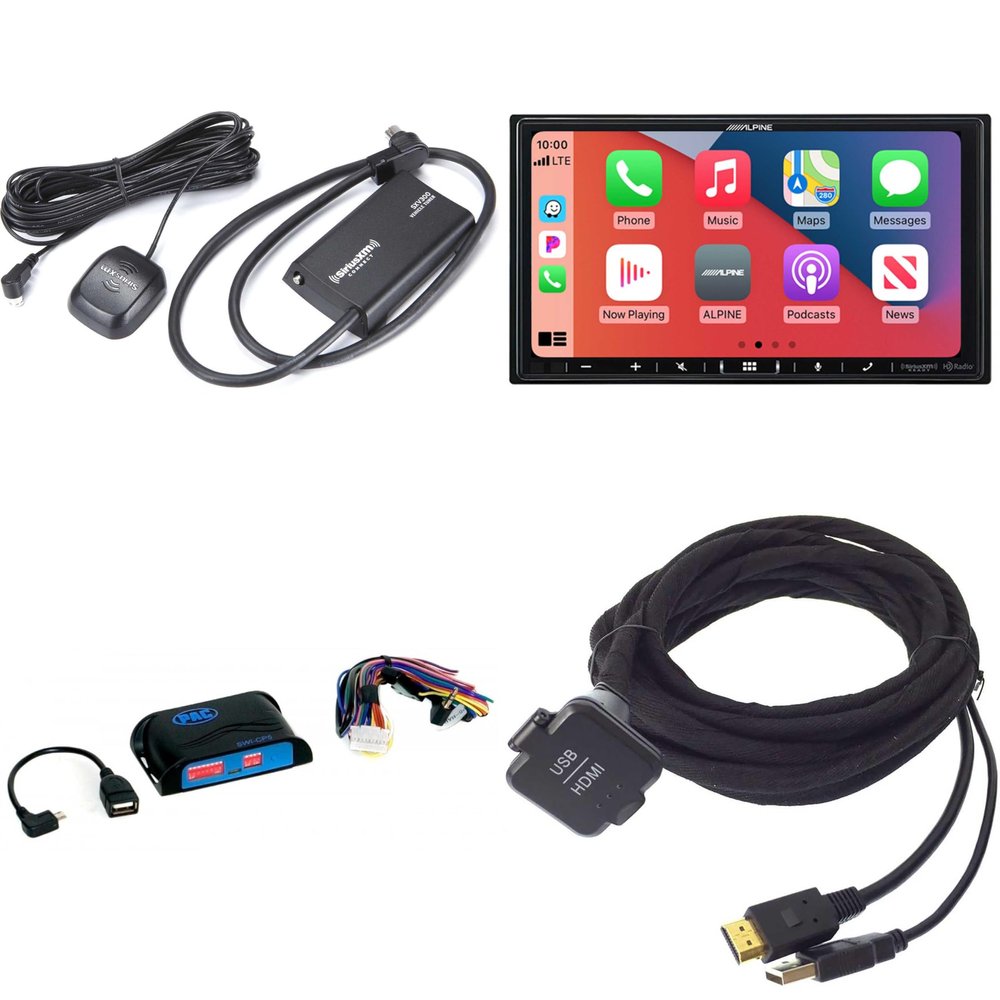 Alpine iLX-407, KCU-315UH USB/HDMI Extension Cable with SWI-CP5 Steering Wheel Interface and SXV300v1 Satellite Radio Receiver