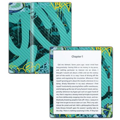Carbon Fiber Skin Compatible with Amazon Kindle Oasis 7" (9th Gen) - CyanTag - Premium 3M Vinyl Protective Wrap Decal Cover - Easy to Apply | Crafted in The USA by MightySkins